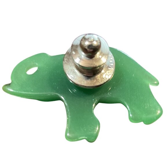 Jade Green Elephant Sweater Pin Lapel Pin Trunk Up Good Luck 1" L Resin - Picture 2 of 3